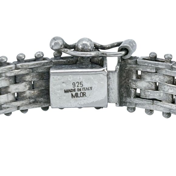 Vintage Italian Milor Sterling Silver 925 Basketweave Bracelet 6.75" - Picture 3 of 7